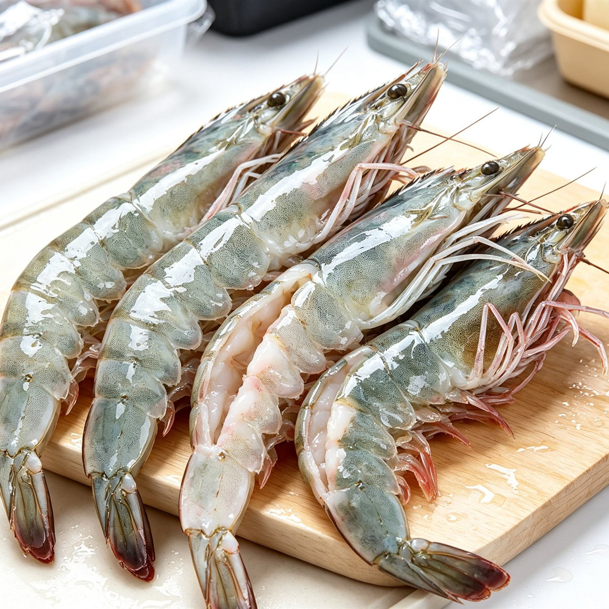 Fresh Whole Raw Prawns Seafood